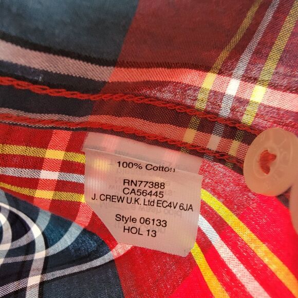 J. Crew Slim Fit Button Down Mens Size S Shirt Cotton Plaid Red Casual - Picture 6 of 8